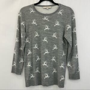 Ann Taylor Loft lightweight wool blend holiday reindeer sweater size small